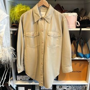 Aritzia vegan leather shirt jacket Wilfred